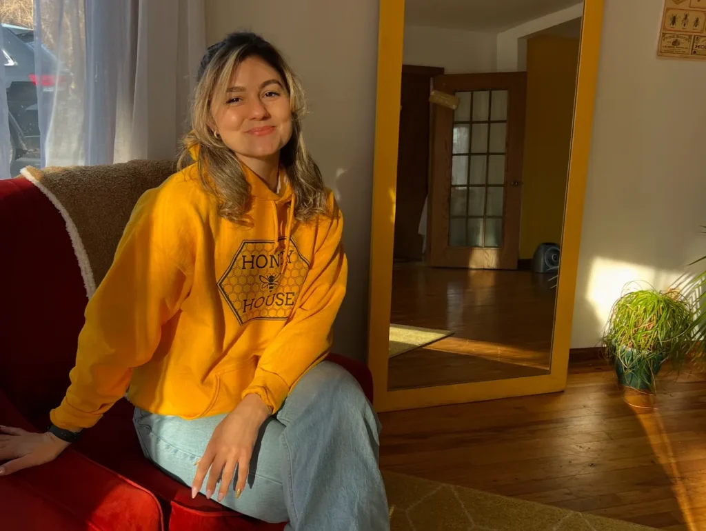 Anita Todorovic seated in her studio